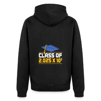 Klasse von 2025 - Unisex Premium Bio Zip Hoodie - Schwarz - Hinten - Nico (187cm)