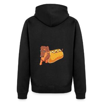 Hot Dog Snack - Unisex Premium Organic Zip Hoodie - black - Back - Nico (187cm)