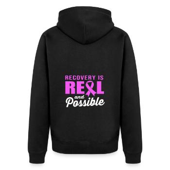Drogenfrei Sucht Süchtig - Unisex Premium Bio Zip Hoodie - Schwarz - Hinten - Nico (187cm)