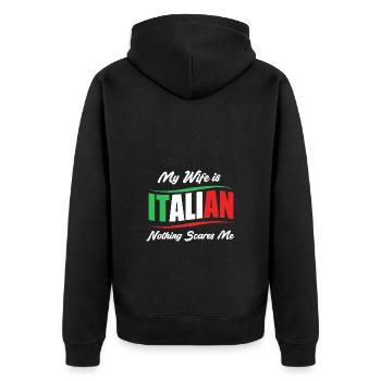Italienisch Italia Italien - Unisex Premium Bio Zip Hoodie - Schwarz - Hinten - Nico (187cm)