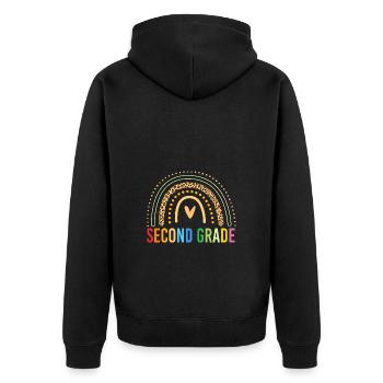 2nd Grade - Unisex Premium Organic Zip Hoodie - black - Back - Nico (187cm)
