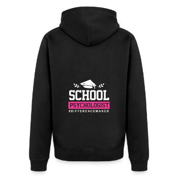 School psychologist, psychologist, psychotherapist - Unisex Premium Organic Zip Hoodie - black - Back - Nico (187cm)