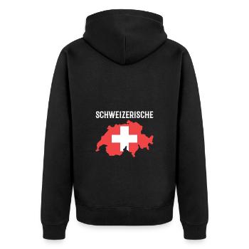 Schweiz - Unisex Premium Bio Zip Hoodie - Schwarz - Hinten - Nico (187cm)