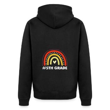 5. Klasse - Unisex Premium Bio Zip Hoodie - Schwarz - Hinten - Nico (187cm)