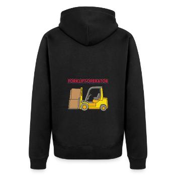 Gabelstaplerfahrer - Unisex Premium Bio Zip Hoodie - Schwarz - Hinten - Nico (187cm)