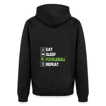 Pickleball - Unisex Premium Bio Zip Hoodie - Schwarz - Hinten - Nico (187cm)