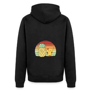Pizza Hawaii Pizza Pineapple - Unisex Premium Organic Zip Hoodie - black - Back - Nico (187cm)