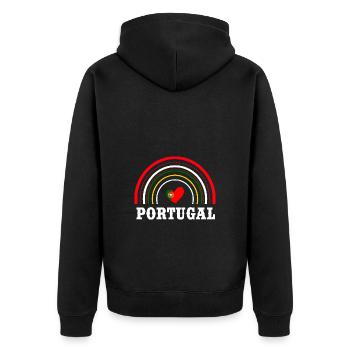 Portugal - Unisex Premium Organic Zip Hoodie - black - Back - Nico (187cm)