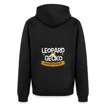 Leopard Gecko - Unisex Premium Bio Zip Hoodie - Schwarz - Hinten - Nico (187cm)
