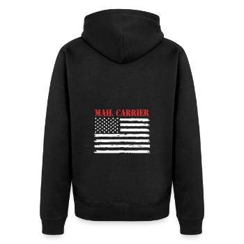 Postbote - Unisex Premium Bio Zip Hoodie - Schwarz - Hinten - Nico (187cm)