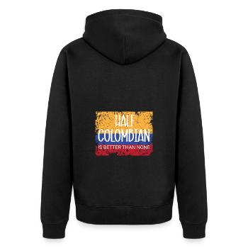 Kolumbien - Unisex Premium Bio Zip Hoodie - Schwarz - Hinten - Nico (187cm)