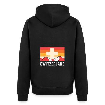 Schweiz - Unisex Premium Bio Zip Hoodie - Schwarz - Hinten - Nico (187cm)
