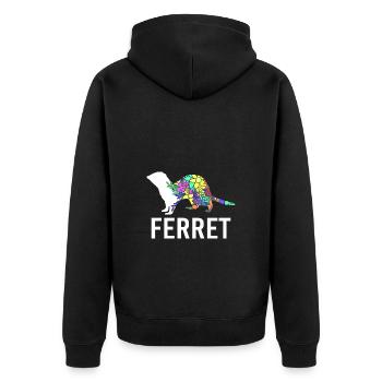 Frettchen - Unisex Premium Bio Zip Hoodie - Schwarz - Hinten - Nico (187cm)