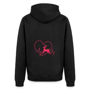Jäger Jagen - Unisex Premium Bio Zip Hoodie - Schwarz - Hinten - Nico (187cm)