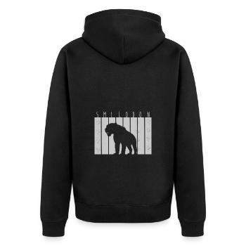Säbelzahntiger - Unisex Premium Bio Zip Hoodie - Schwarz - Hinten - Nico (187cm)