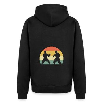 Karate Selbstverteidigung - Unisex Premium Bio Zip Hoodie - Schwarz - Hinten - Nico (187cm)