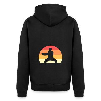 Karate Selbstverteidigung - Unisex Premium Bio Zip Hoodie - Schwarz - Hinten - Nico (187cm)