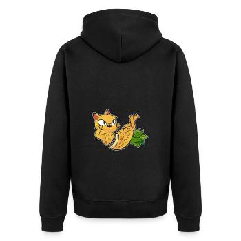 Pineapple Cat - Unisex Premium Organic Zip Hoodie - black - Back - Nico (187cm)
