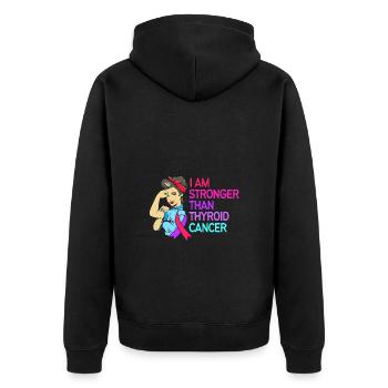 Schilddrüsenkrebs Krebs Schilddrüse - Unisex Premium Bio Zip Hoodie - Schwarz - Hinten - Nico (187cm)