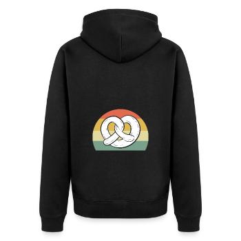 Brezel - Unisex Premium Bio Zip Hoodie - Schwarz - Hinten - Nico (187cm)