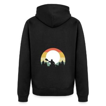 Kajak Kajakfahren - Unisex Premium Bio Zip Hoodie - Schwarz - Hinten - Nico (187cm)