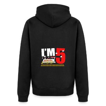 Children's Birthday Train Train Driver Locomotive - Unisex Premium Organic Zip Hoodie - black - Back - Nico (187cm)