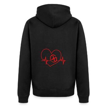 Geocaching Geocache Geocacher - Unisex Premium Bio Zip Hoodie - Schwarz - Hinten - Nico (187cm)