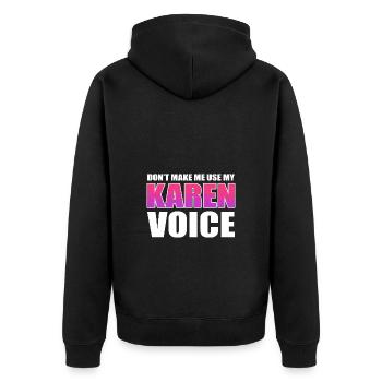 Karen - Unisex Premium Organic Zip Hoodie - black - Back - Nico (187cm)