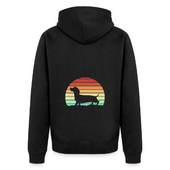 Dackel - Unisex Premium Bio Zip Hoodie - Schwarz - Hinten - Nico (187cm)