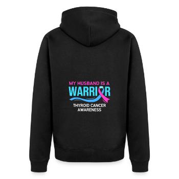 Schilddrüsenkrebs - Unisex Premium Bio Zip Hoodie - Schwarz - Hinten - Nico (187cm)
