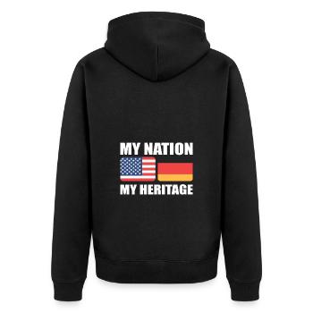 American German - Unisex Premium Organic Zip Hoodie - black - Back - Nico (187cm)