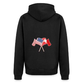 Schweiz Schweizer Schweizerdeutsch - Unisex Premium Bio Zip Hoodie - Schwarz - Hinten - Nico (187cm)