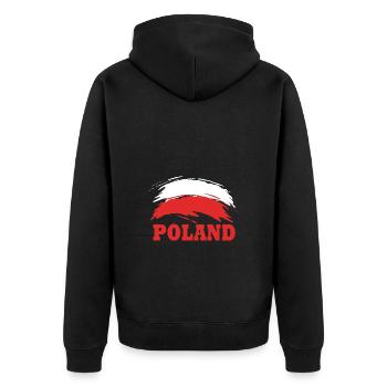 Poland Polish - Unisex Premium Organic Zip Hoodie - black - Back - Nico (187cm)