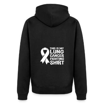 Lung Cancer Survivor Lung - Unisex Premium Organic Zip Hoodie - black - Back - Nico (187cm)