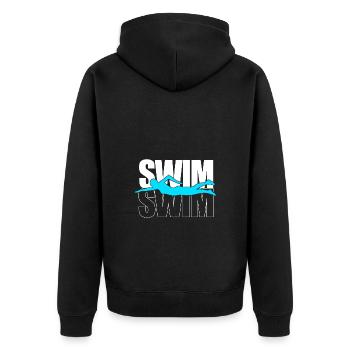 Schwimmen Schwimmer Schwimmbad Schwimmlehrer - Unisex Premium Bio Zip Hoodie - Schwarz - Hinten - Nico (187cm)