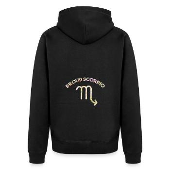 Sternzeichen Skorpion - Unisex Premium Bio Zip Hoodie - Schwarz - Hinten - Nico (187cm)