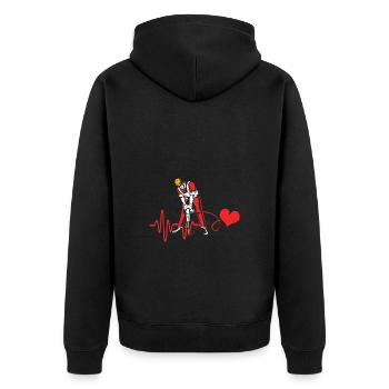 Construction worker construction site heartbeat - Unisex Premium Organic Zip Hoodie - black - Back - Nico (187cm)