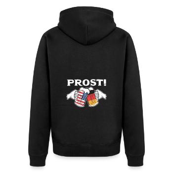 American German - Unisex Premium Organic Zip Hoodie - black - Back - Nico (187cm)