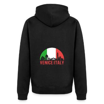 Italien - Unisex Premium Bio Zip Hoodie - Schwarz - Hinten - Nico (187cm)