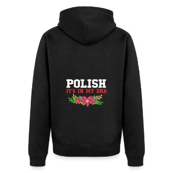Poland Polish - Unisex Premium Organic Zip Hoodie - black - Back - Nico (187cm)