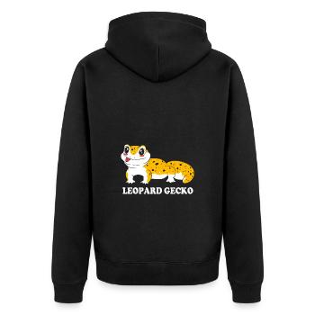 Leopard Gecko - Unisex Premium Bio Zip Hoodie - Schwarz - Hinten - Nico (187cm)