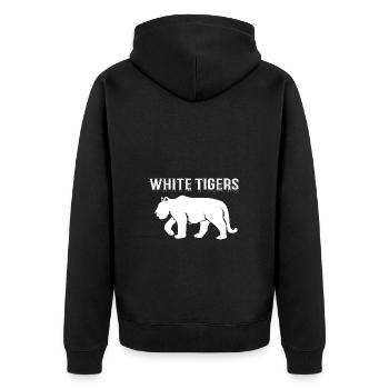 Weißer Tiger - Unisex Premium Bio Zip Hoodie - Schwarz - Hinten - Nico (187cm)