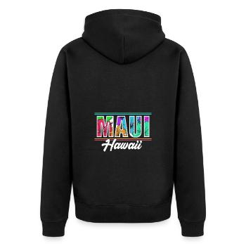 Maui Hawaii Hawaiian - Unisex Premium Organic Zip Hoodie - black - Back - Nico (187cm)