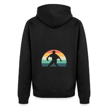 Softball Softball-Spieler - Unisex Premium Bio Zip Hoodie - Schwarz - Hinten - Nico (187cm)