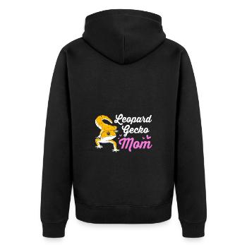 Leopard Gecko - Unisex Premium Bio Zip Hoodie - Schwarz - Hinten - Nico (187cm)