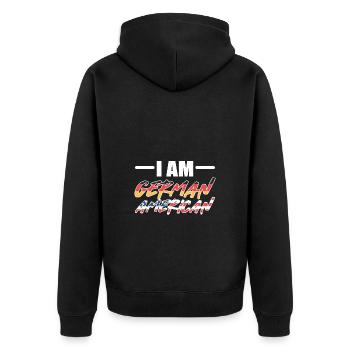 American German - Unisex Premium Organic Zip Hoodie - black - Back - Nico (187cm)
