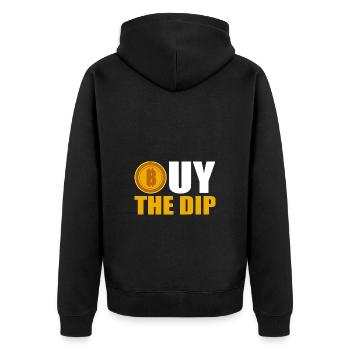 Bitcoin - Unisex Premium Bio Zip Hoodie - Schwarz - Hinten - Nico (187cm)