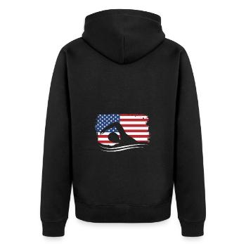 Schwimmen Schwimmer Schwimmbad Schwimmlehrer - Unisex Premium Bio Zip Hoodie - Schwarz - Hinten - Nico (187cm)