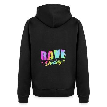 Rave Raver Techno music Techno bass Mischpult - Unisex Premium Bio Zip Hoodie - Schwarz - Hinten - Nico (187cm)