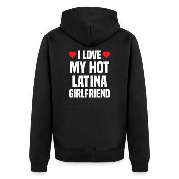 J'aime mon copain cadeau copine latina chaude - Veste à capuche bio Premium Unisexe - noir - Dos - Nico (187cm)
